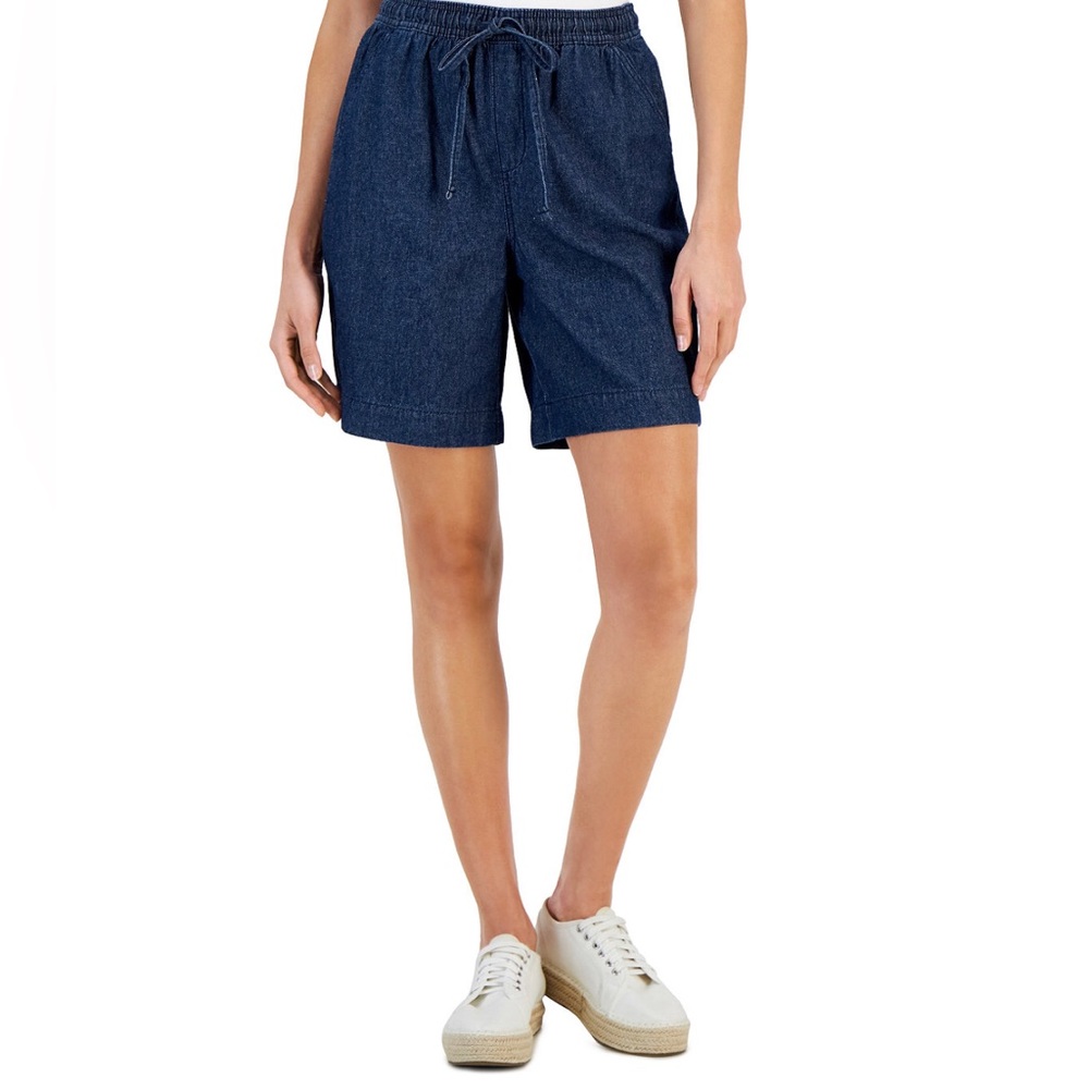 Karen Scott Petite Emilia Cotton Hi Rise Pull on Shorts